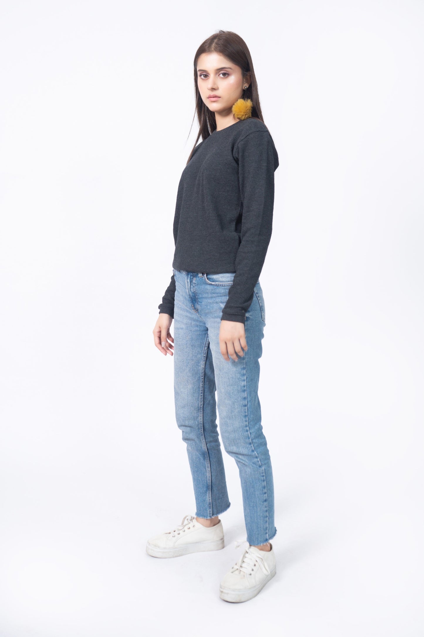 Waffle Sweatshirt in Charcoal