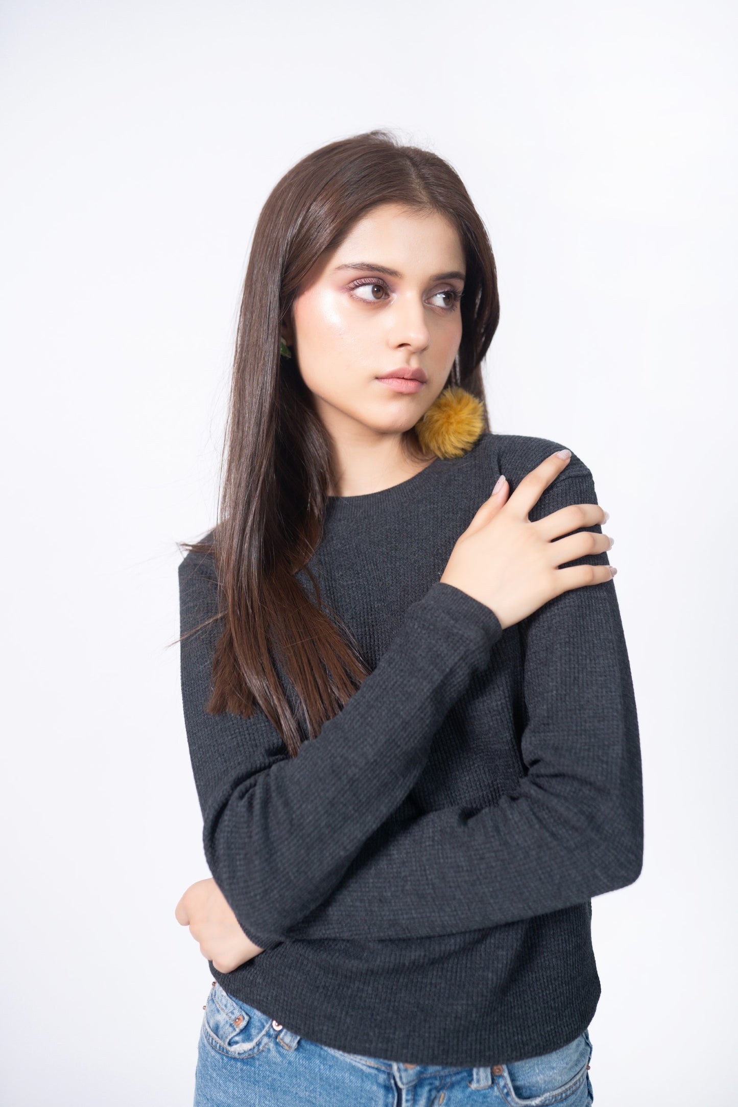 Waffle Sweatshirt in Charcoal