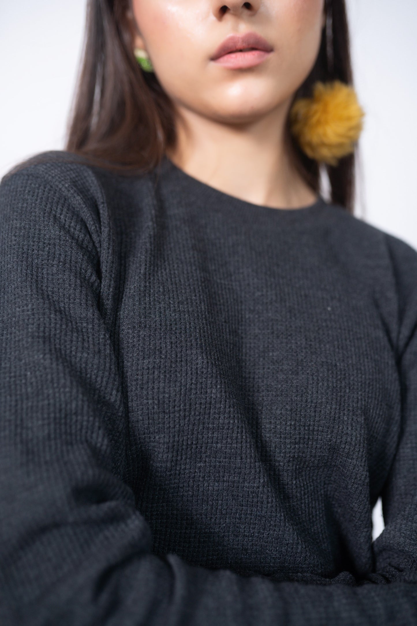 Waffle Sweatshirt in Charcoal