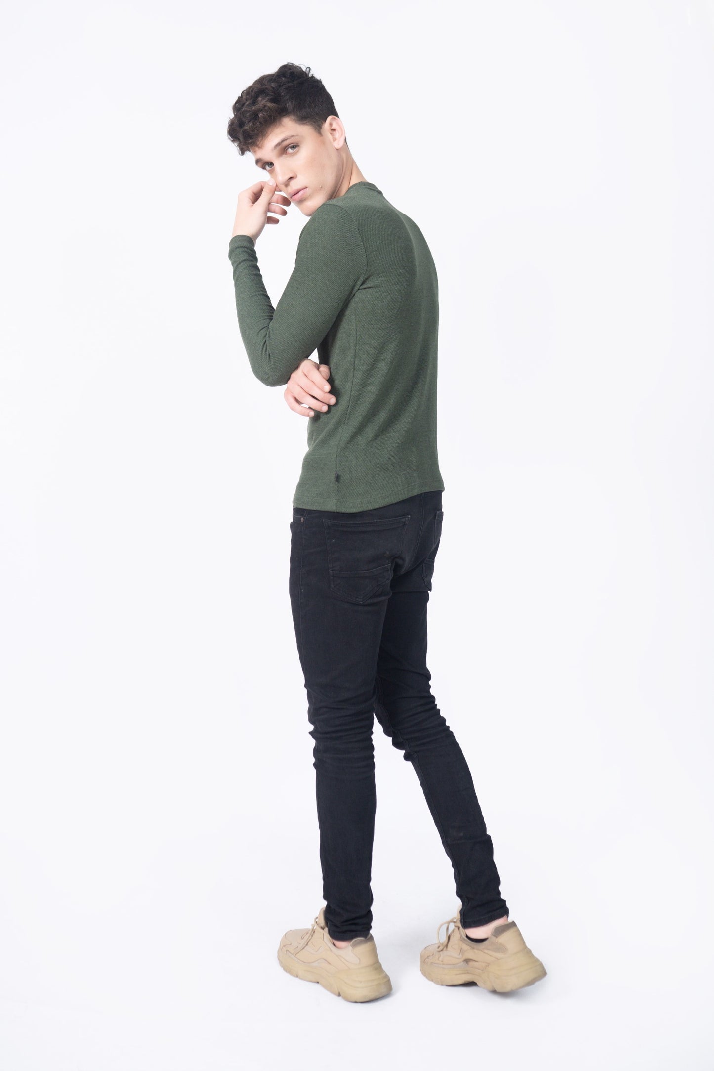 Waffle Sweatshirt in Forest Green