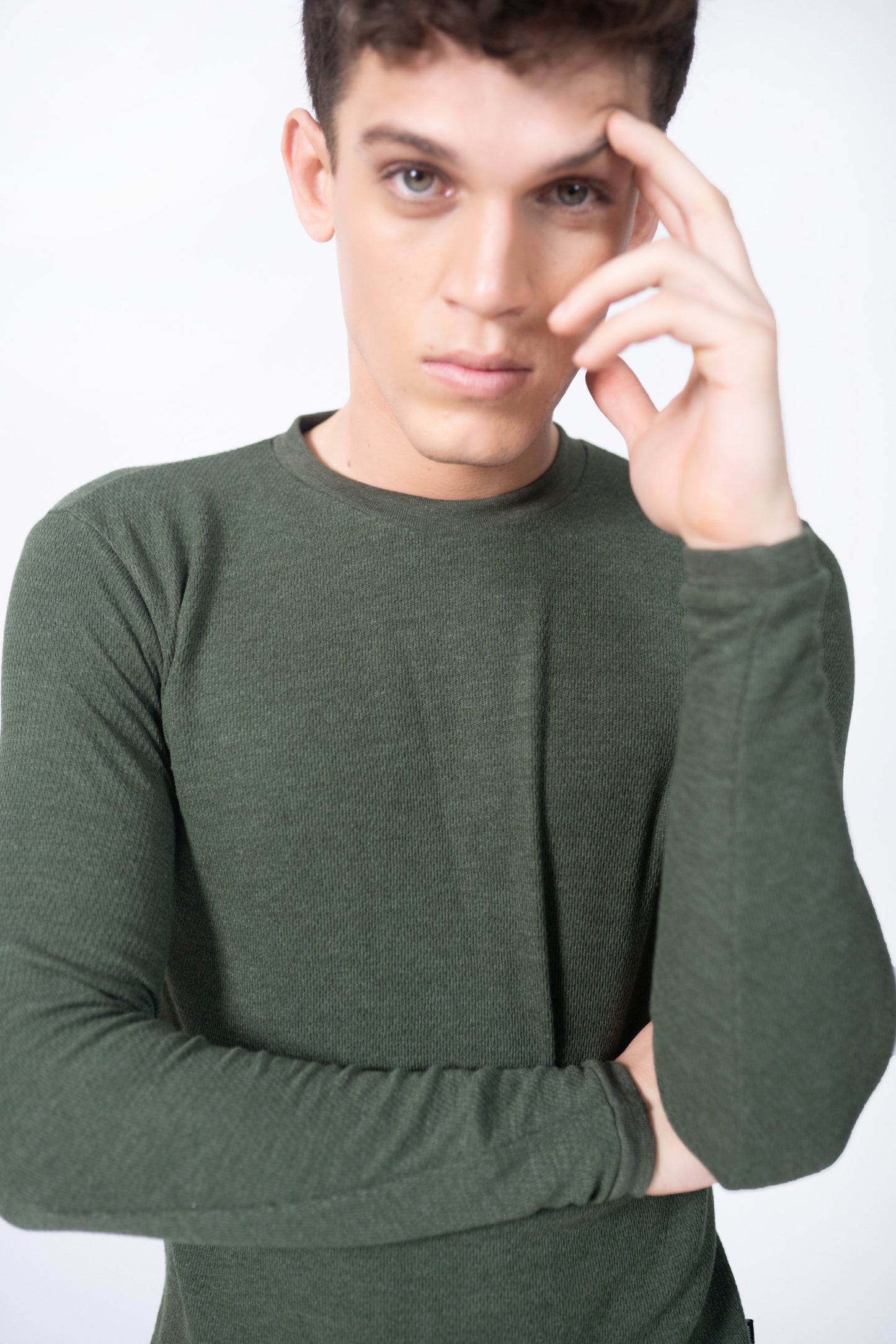 Waffle Sweatshirt in Forest Green