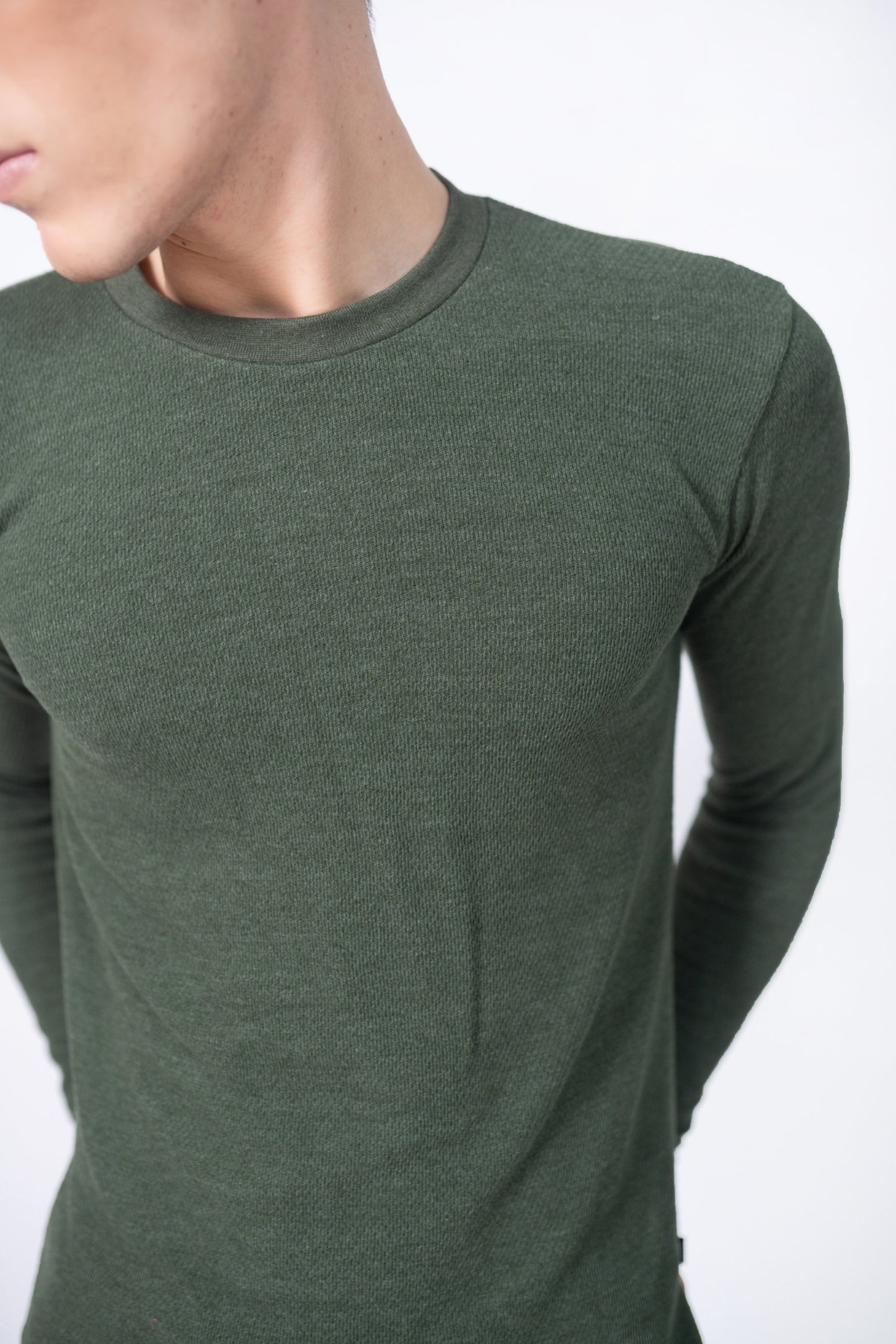 Waffle Sweatshirt in Forest Green