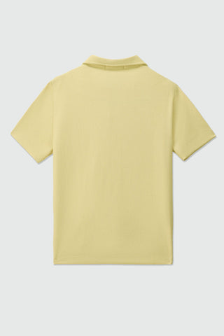 Waffle-Knit Revere Polo Shirt in Butter Yellow