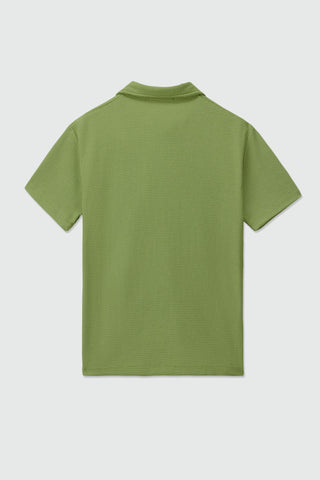 Waffle-Knit Revere Polo Shirt in Matcha