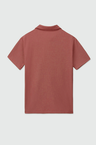 Waffle-Knit Revere Polo Shirt in Salmon Pink