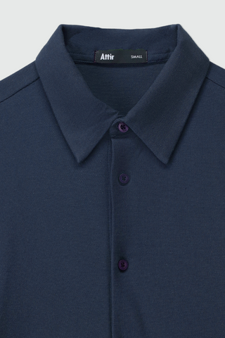 Pique Relaxed-fit Shirt in Dark Navy