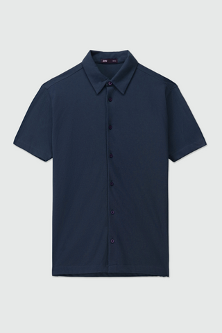 Pique Relaxed-fit Shirt in Dark Navy