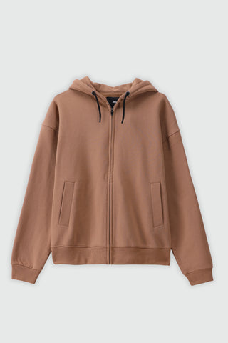 Bulky Zip-up Hoodie in Dark Nude
