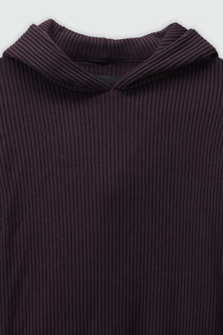 Vertical Knitted Hoodie in Chocolate