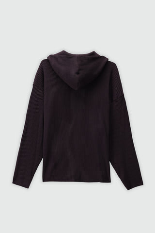 Vertical Knitted Hoodie in Chocolate