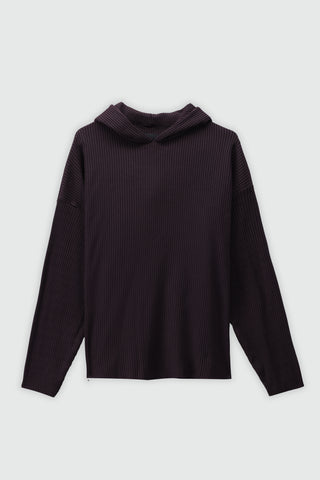 Vertical Knitted Hoodie in Chocolate