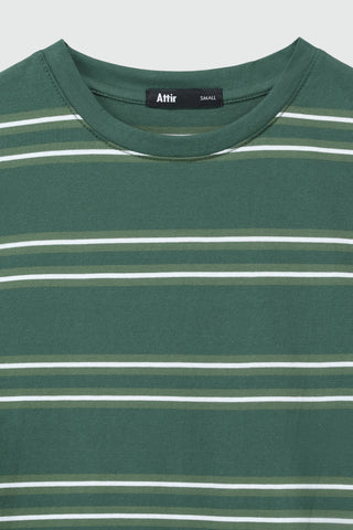 Cotton T-shirt in Green Stripes