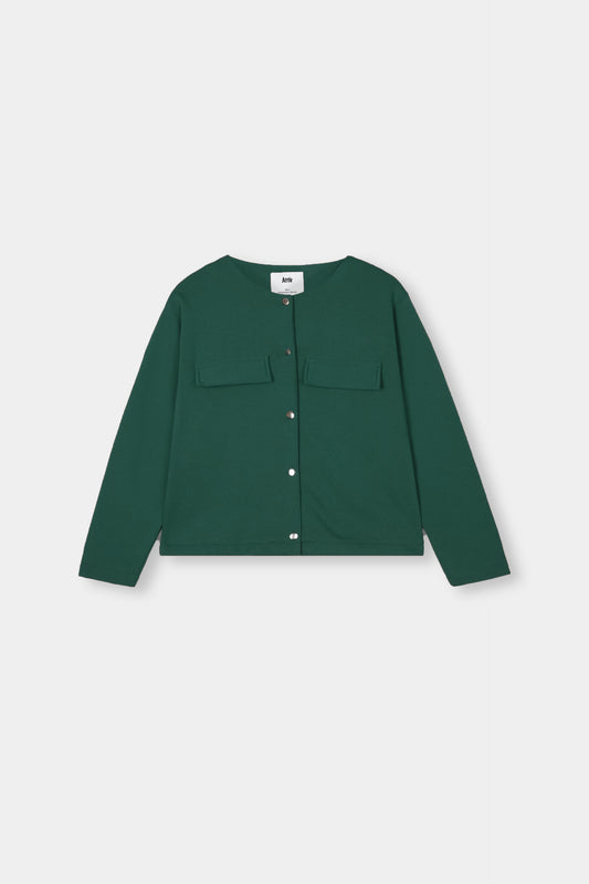 Sweatshirt Cardigan in Bottle Green