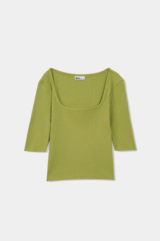 Ribbed Square Top in Lime