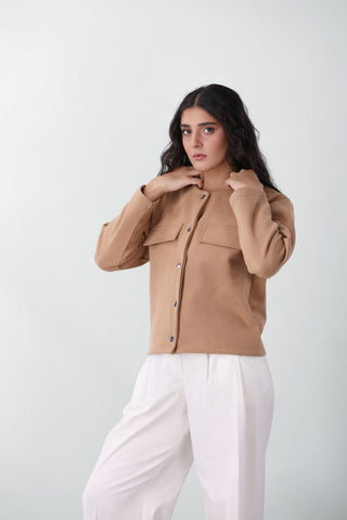Sweatshirt Cardigan in Dark Nude