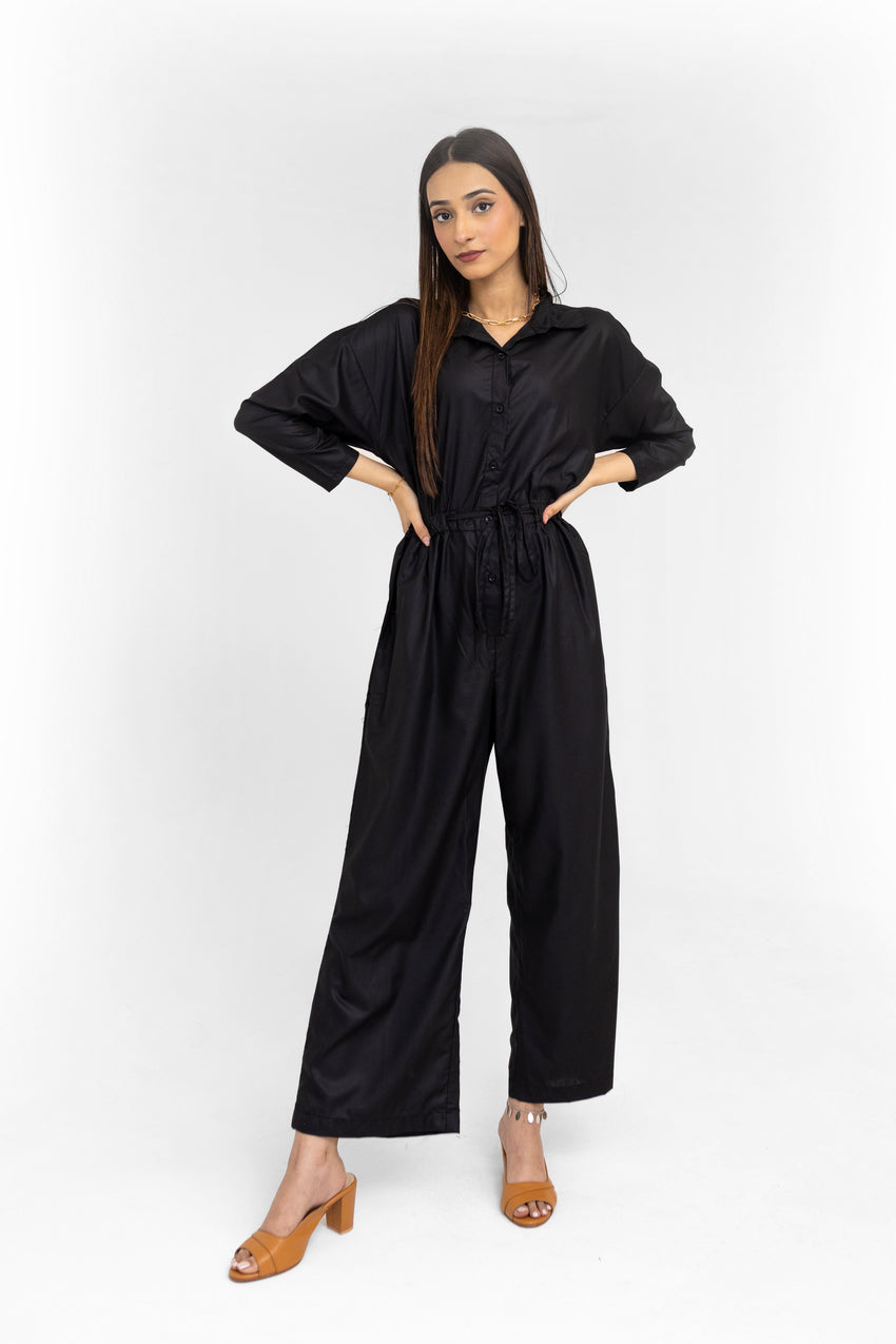 Wide-leg Jumpsuit in Black JUMPSUIT ATTIR-WOMEN