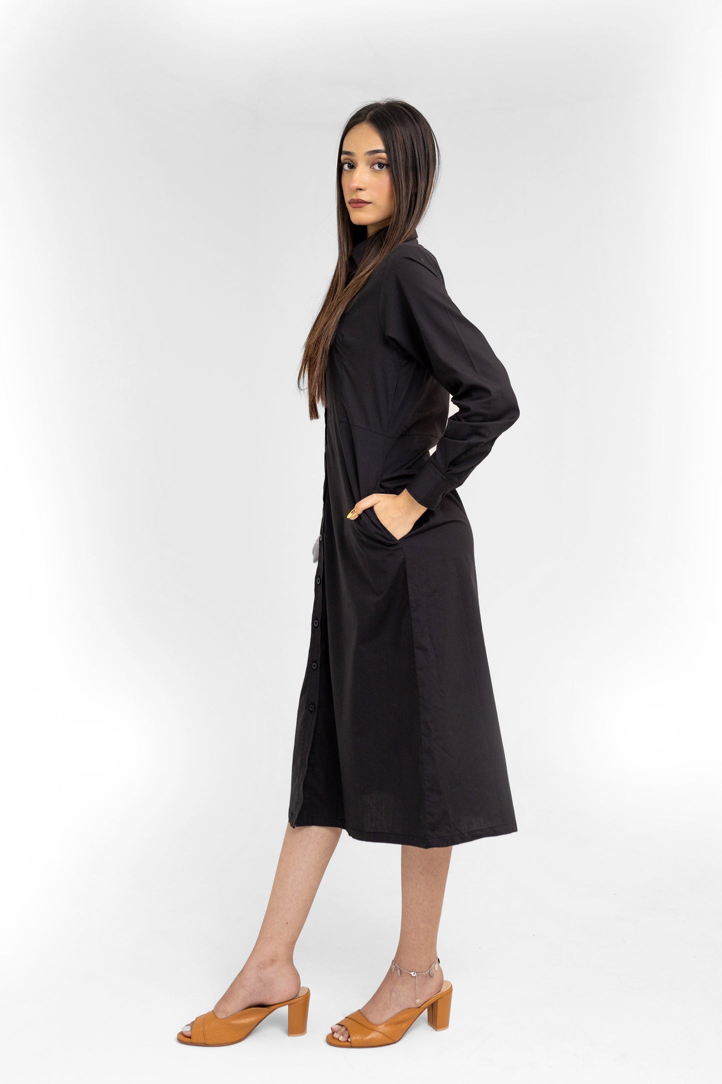 Long Shirt Dress in Black