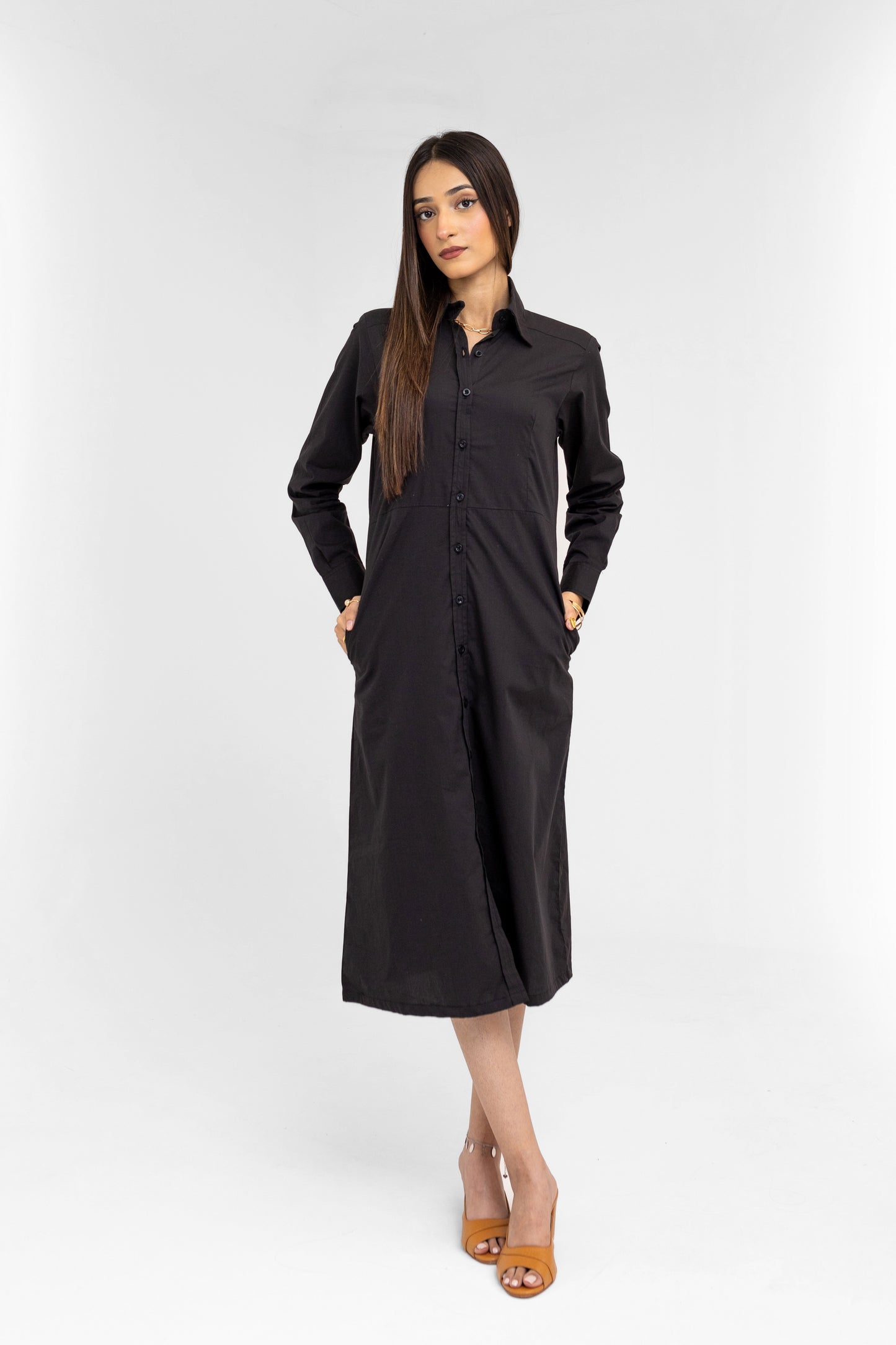 Long Shirt Dress in Black