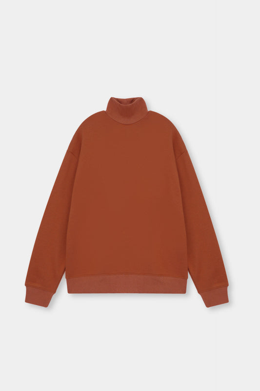 High Mock Oversized Sweat  in Rust Orange