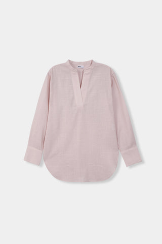 Long V-front Shirt in Pastel Pink