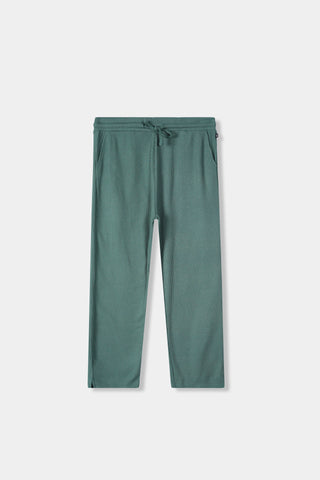 Waffle Textured Wide-leg Trouser in Pastel Green