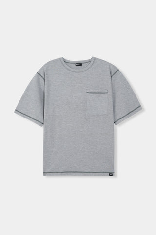 Contrast-Stitch Oversized T-shirt in Green