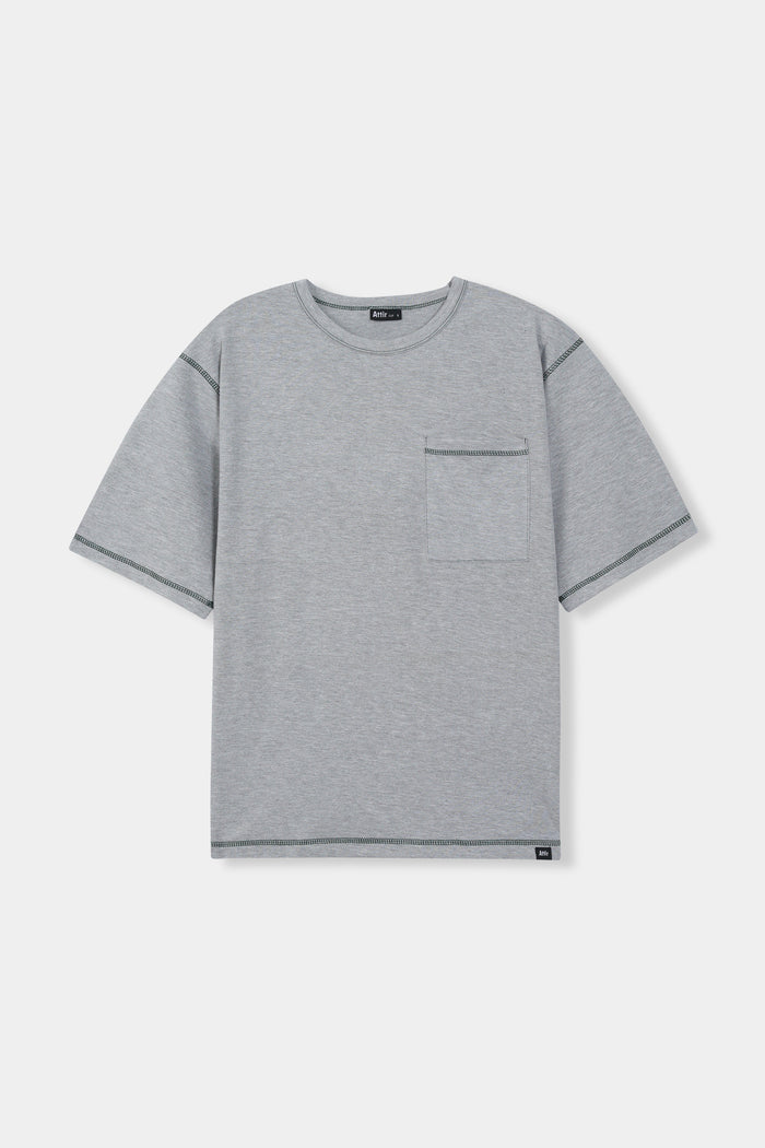 Contrast-Stitch Oversized T-shirt in Green