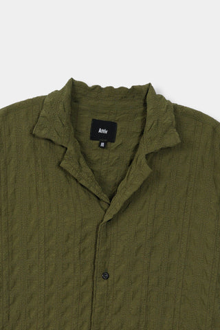 Creased Camp Collar Shirt in Olive