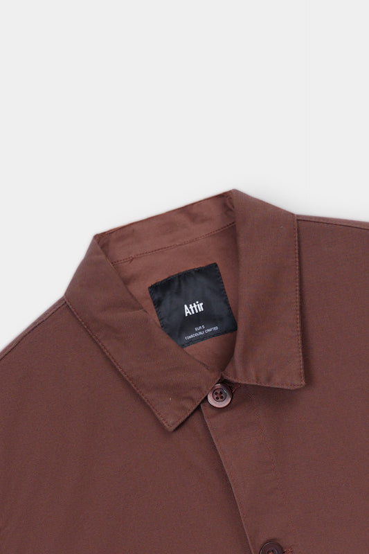 Twill Overshirt in Chocolate Brown