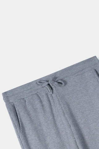 Waffle Textured Wide-leg Trouser in Grey Marl