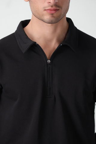 Polo Q-zip Sweatshirt in Black