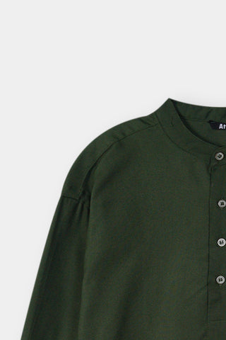 Stand-up Collar Shirt in Olive