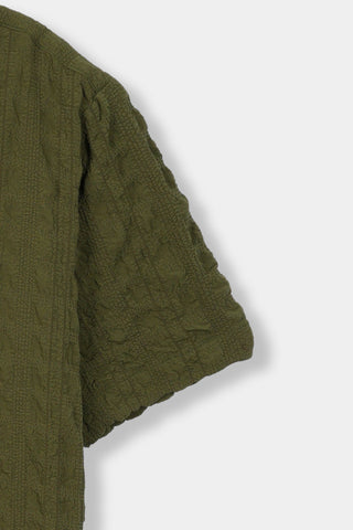 Creased Camp Collar Shirt in Olive