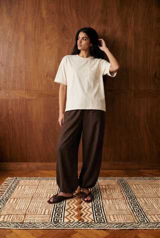 Crochet Panel Tee in Cream