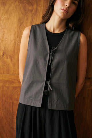 Tie-detail Vest in Charcoal