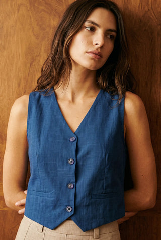 Cotton Waistcoat in Blue