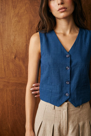 Cotton Waistcoat in Blue