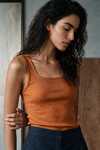 Square Neck Ribbed Tank Top TANKTOP ATTIR-WOMEN