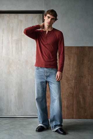 Rib-Knit Henley T-shirt HENLEY ATTIR-MEN
