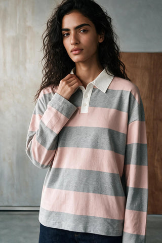 Striped Polo Shirt with Contrast Detail RUGBYPOLO ATTIR-UNISEX