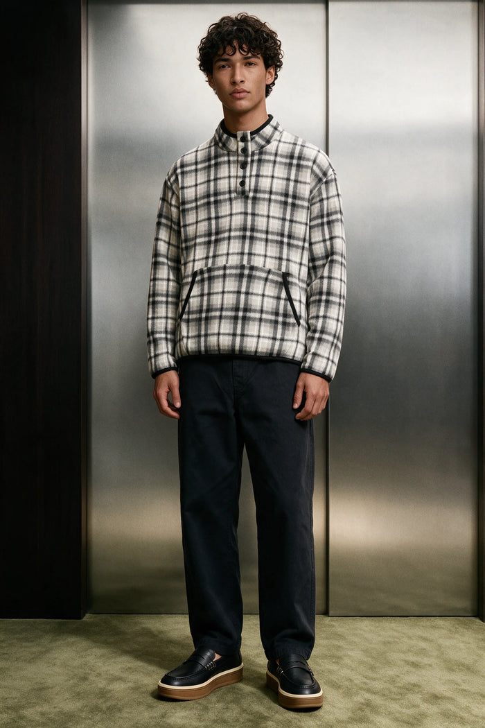 Flannel Mock Neck / GREY FLANNEL