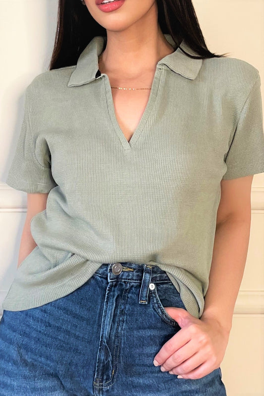 Textured Polo T-shirt in Mint