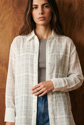 Textured Sheer Shirt in White