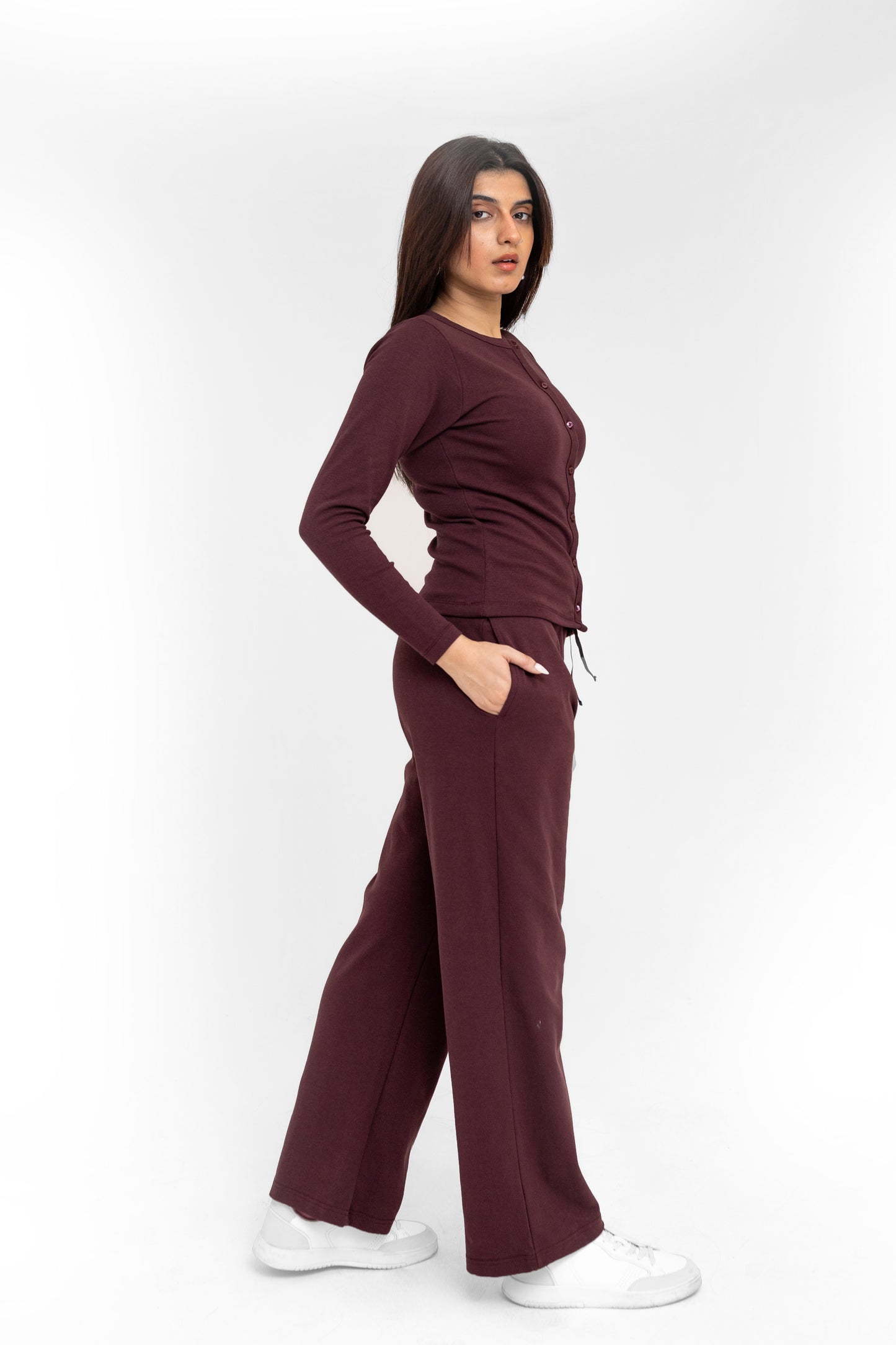 Stretchy Co-ord Set in Maroon