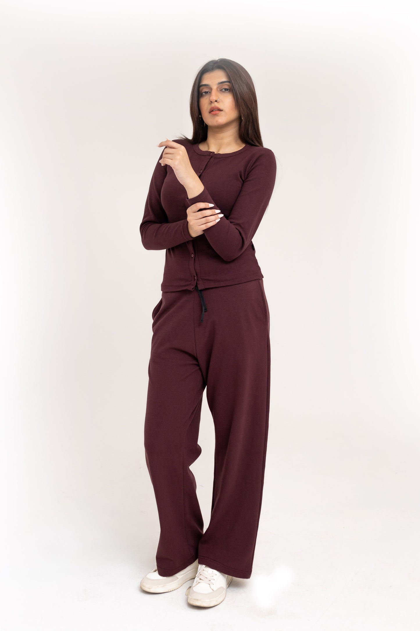 Stretchy Co-ord Set in Maroon