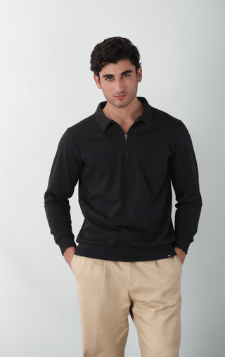 Polo Q-zip Sweatshirt in Black