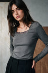 Lace-detail Top / GRAY TOP ATTIR-WOMEN