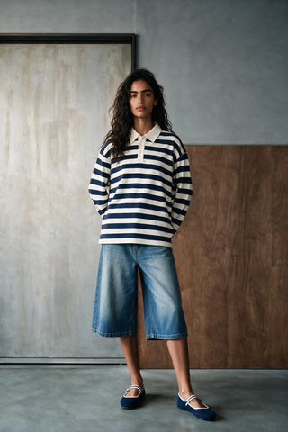 Striped Polo Shirt with Contrast Detail RUGBYPOLO ATTIR-UNISEX