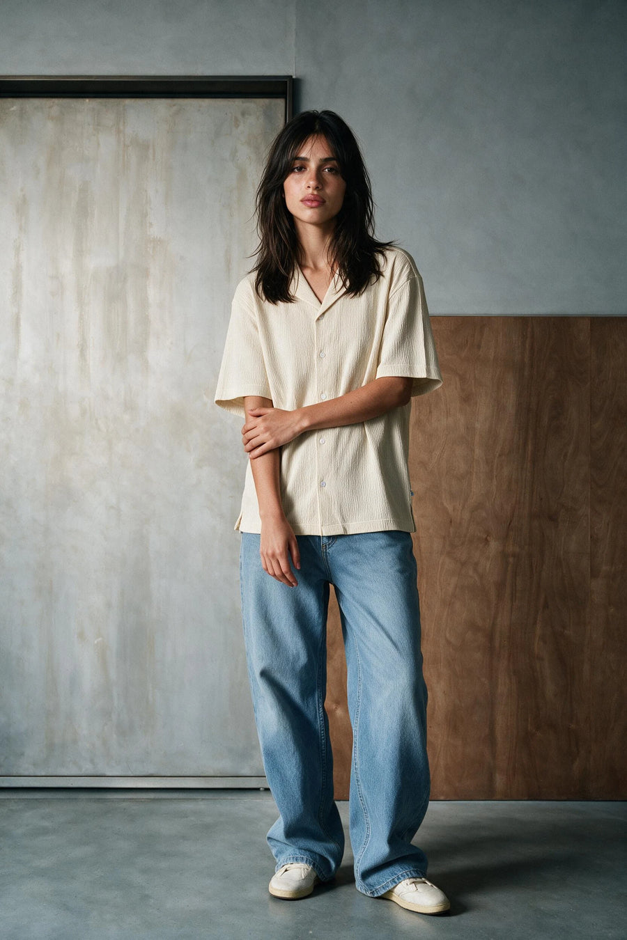 Smock Camp Collar Shirt /  BEIGE