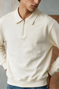 Relaxed-fit Zip-up Polo Shirt / WHITE POLO ATTIR-MEN